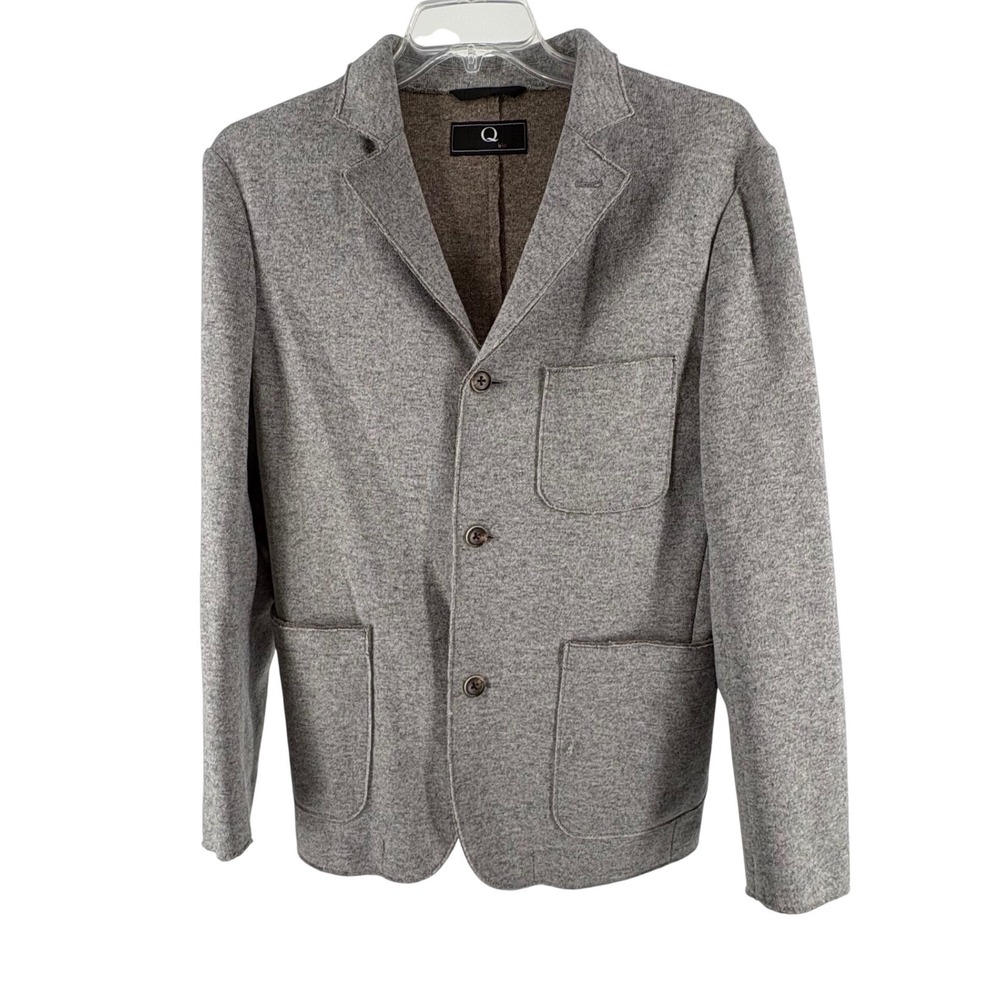 Q by Flynt Gollum Mens Gray Wool Blend 3-Button Knit Blazer Jacket 38R CT#46